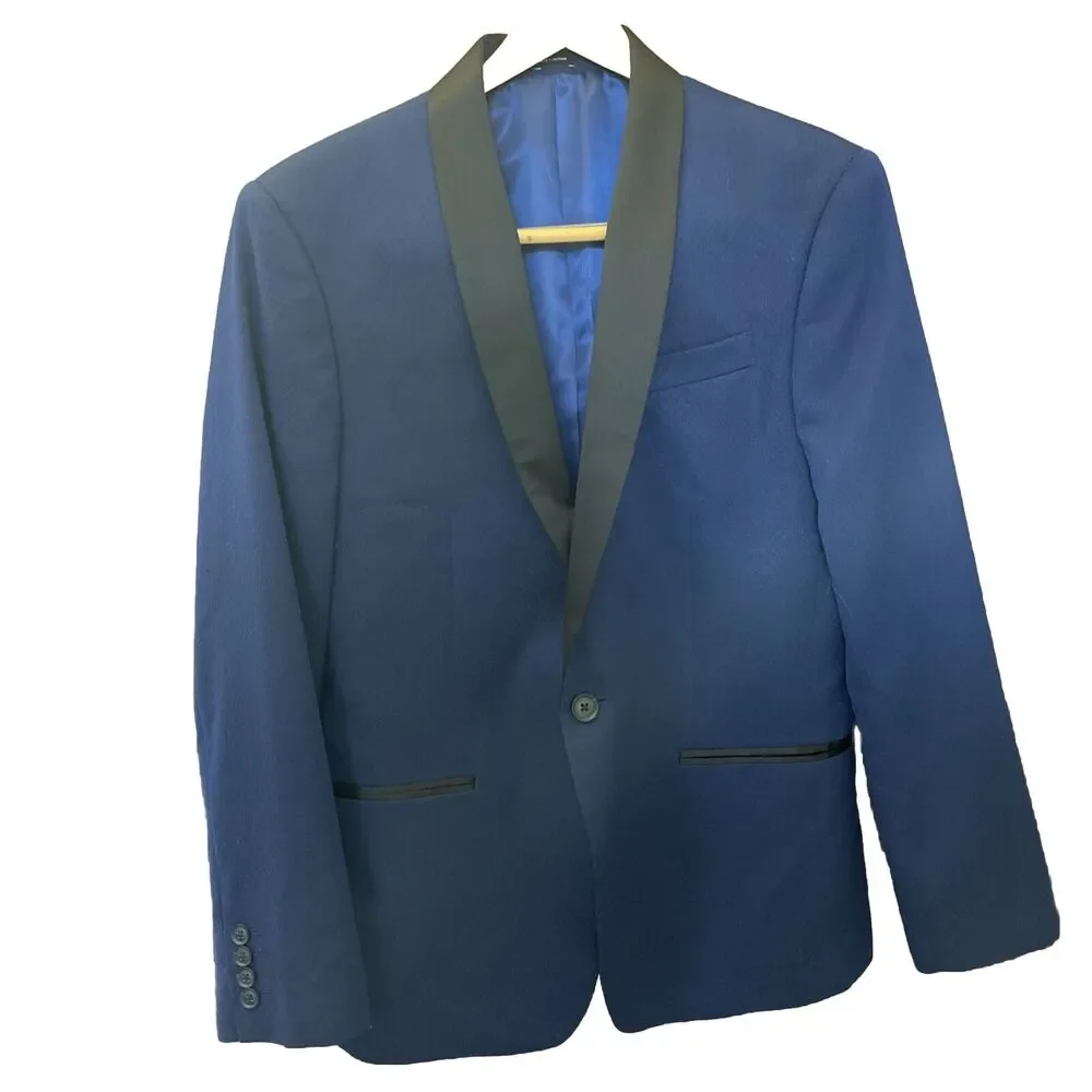 JF J. Ferrar Blue Baroque Printed Evening Jacket Blazer‎ Mens 40S Slim Fit
